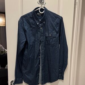 Ezekiel Dark Blue Casual Button-Down Shirt
